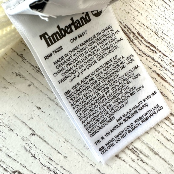 NWT TIMBERLAND Plaid Knit Scarf OS Cream Mustard - Picture 6 of 6